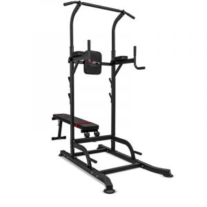 Boudech - Station de musculation multifonction Power Tower équipée d'un banc réglable pour la traction, la flexion et les abdominaux