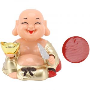 Accueil Ornement de bouddha riant &agrave; &eacute;nergie solaire D&eacute;coration de bouddha souriant hochant la t&ecirc;te automatique pour voiture