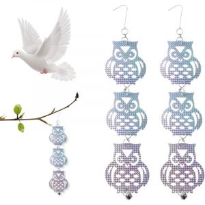 Lntyq - 2 pcs Répulsif Oiseaux Suspendus Répulsif Oiseaux Exterieur Répulsif Oiseaux Chouette avec la Cloche pour Jardin Balcon repousser Les