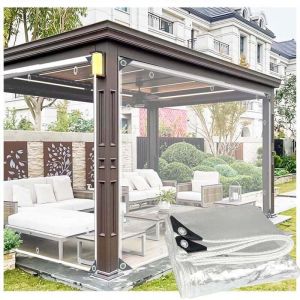Bache Transparente avec Oeillets Imperm&eacute;able 1.2mX2.9m, 0.35mm Personnalisable Bache de Protection Exterieur Transparente Bache de Serre de Jardin
