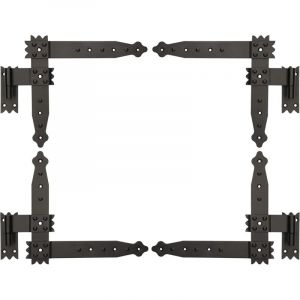 Penture équerre 250 x 230 mm avec Gond 4 x Charnière d'angle Charnière de volet Charnière de porte Charnière de fenêtre Enduite de poudre Noire