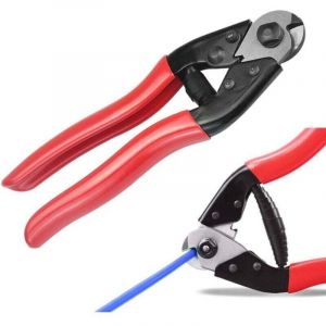 Pince Coupe-c&acirc;bles Multifonction Coupe-Fil de V&eacute;lo 9 mm en Acier Coupe-Fil &agrave; Cliquet Pince Coupante de C&acirc;ble Robuste avec Poign&eacute;e Rouge Outil de