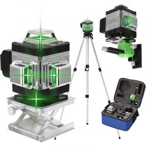 SNQ - Niveau laser 360°, 4D 16 Lignes Niveau Laser 3° Autonivelant avec Batterie, Plate-forme de levage, Trépied et télécommande
