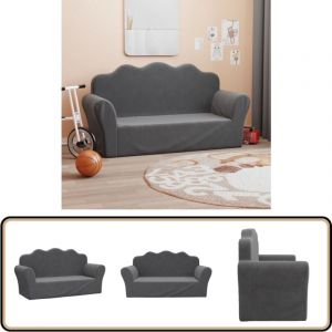 Canap&eacute; pour enfants 2 places anthracite peluche douce - Canape Enfant - Canap&eacute; B&eacute;b&eacute; - Mobilier Enfant - Meubles Pour Chambre D'enfant - Fauteuil