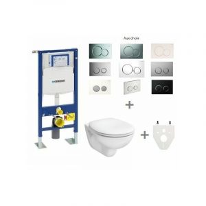 Pack WC suspendu Geberit autoportant Version Abattant: Abattant standard - Plaque de commande geberit: Sigma01 blanc