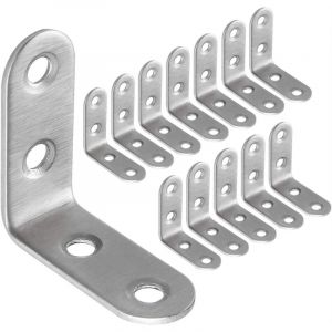 Fitags - 50pcs Équerre de Fixation Inox 40x40mm, Renforts d'Angle pour la Fixation et la Réparation de Meubles, Renforcer les Joints, Argent
