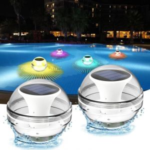 Lot de 2PCS Lampe Solaire Piscine Flottante, Lampe Flottante Piscine avec 3Modes, ipx7 &Eacute;tanche, Lampe Solaire Piscine, Lumiere Solaire Piscine