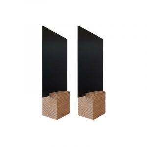 Interface Plv - Socle cube en bois brut de dimensions 8 x 8 x 6,5 cm avec ardoise format A5 - Lot de 2