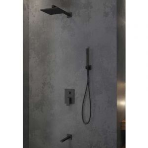 Ensemble de douche à encastrer DELOS NERO avec douchette en laiton noir