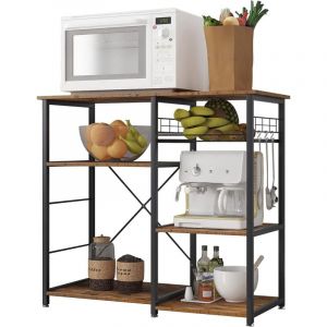 Meuble Rangement Desserte de Cuisine, Etagères de Cuisine pour Stockage, Étagère Four à Micro-Ondes Rack Etagères de Cuisine avec 3+3 Tablettes, 90 x