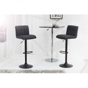 MEUBLER DESIGN Tabouret De Bar R&eacute;tro Pivotant Portland Vintage Gris Tabouret De Bar, Polyur&eacute;thane, M&eacute;tal, Style , 42 x 49 x 109 cm