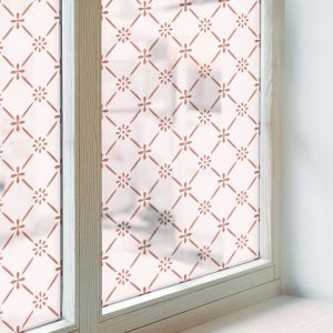 Anti Regard Film pour Fen&ecirc;tre 50x116 cm Vitrail Coll&eacute;s sur le Verre D&eacute;coratif Adh&eacute;sif pour Chambre Cuisine Salle de Bain PVC Protection Motifs floraux