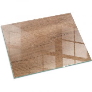 Plaque Rectangulaire de protection de sol en verre tremp&eacute; pour chemin&eacute;e ou po&ecirc;le &agrave; bois pare-feu contre les &eacute;tincelles Motif bois naturel 80x60 cm