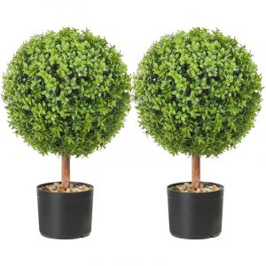 Mophorn Topiaires Artificielles Buis (2 Pieces) Plante Faux en forme de boule avec jardiniere Plante Feaux Verte Jardin Decoratif Interieur Exterieur