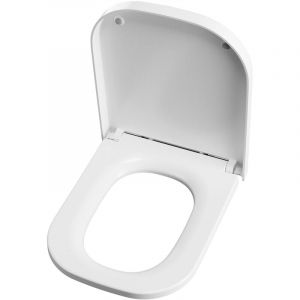 Derw Max - jamais utilise] Siège de Toilette Carré Court, Blanc Siège de Toilette à Double Bouton, Siège de toilette en urée-formaldéhyde Abattant wc