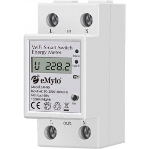 Smart wifi compteur d'énergie, monophasé din Rail lcd Compteur numérique, compteur de consommation d'électricité, 60A 90-250V, Support Alexa Google