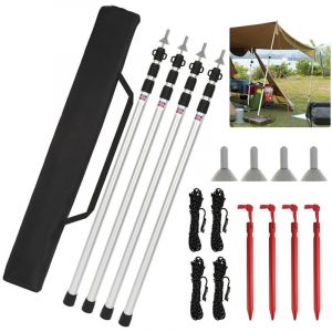 Randaco Accessoires pour kiosque, barnum et tonnelle &ndash; 4 pcs m&acirc;ts de tente t&eacute;lescopiques r&eacute;glables 88&ndash;234 cm