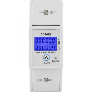 Compteur d'&Eacute;nergie Monophas&eacute; 5-80A 230V 50Hz Compteur d'&Eacute;nergie Monophas&eacute; de R&eacute;tro&eacute;clairage lcd, Compteur KWh Montage sur Rail din DDS015, M&egrave;tre Watt