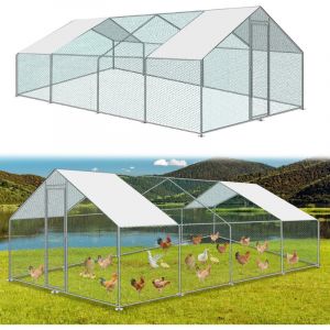 Enclos poulailler grillagé avec porte latérale et toit dôme 24 m² 3x8 m - Einfeben
