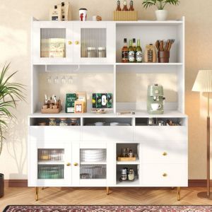 Armoire haute de restaurant (145 x 39 x 171 cm), design moderne et simple, avec porte vitrée Changhong, casier à verres à vin, espace de rangement