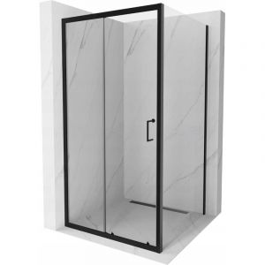 Mexen - Apia cabine de douche coulissante 100 x 100 cm, transparente, noire - 840-100-100-70-00