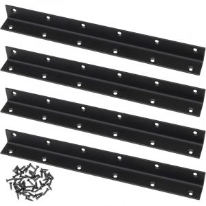 Connecteur d'Angle en L, Lot de 4, &Eacute;querre d'Angle Perfor&eacute;e 90 Degr&eacute;s, Renfort Robuste pour Bois, pour Renforcements- 275x27x27mm