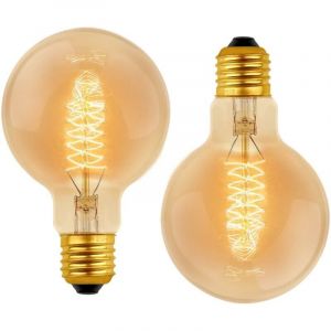 Lot de 2 Vintage G80 E27, 40W Blanc Chaud 2700K, AC 220V, Ampoules de D&eacute;coration &agrave; Incandescence R&eacute;tro E27 Spirale Tungst&egrave;ne Filament Lampe