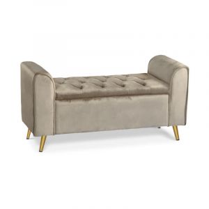 Banc Coffre en Velours 'Turner' 114cm Taupe