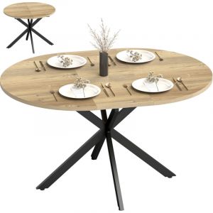 Table &agrave; manger extensible ovale pour 4 &agrave; 6 personnes, table de cuisine avec rallonge 100-135 cm, effet bois naturel