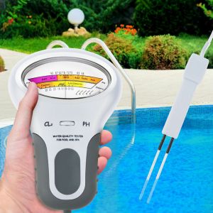 Testeur 2 en 1 pH Chlore PC-102, Appareil de Mesure pour la Qualit&eacute; de l'Eau, Testeur pH et Chlore pour Piscine et Aquarium (Cl2)...