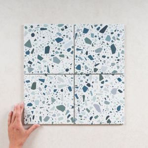 Les Carreaux De Jean - Carrelage Effet Terrazzo confetti 18,6X18,6cm (0,45m2) Petrolio