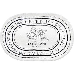 Tapis de salle de bain noir et blanc 50 x 80 cm, doux et absorbant, lavable en machine, antid&eacute;rapant,pour douche,baignoire,d&eacute;coration de salle de bain