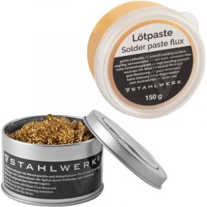 Kit d'accessoires de soudage avec nettoyeur de pannes de fer à souder, pâte à souder & pâte à braser - Stahlwerk