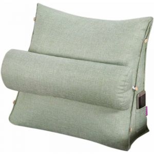 Oreiller de lecture et de t&eacute;l&eacute;vision, oreiller de coussin de cale de dos avec r&eacute;glable et poches, oreiller de dos de triangle, oreiller de lit de