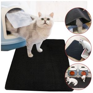 SWANEW Tapis litière pour chat Tapis de litière pour chat Tapis de litière en nid d'abeille Tapis imperméables non toxiques 78 × 60cm