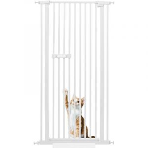 Barrière de sécurité, extra haute, 76 à 85 cm, extensible, pour animaux de compagnie, chiens et chats, blanche, 150 cm
