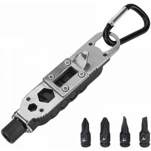 Outil Multi-Usage Clef &agrave; Molette, Tournevis, Porte-clefs, Ouvreur, Mini Outil de Survie avec &eacute;clairage LED