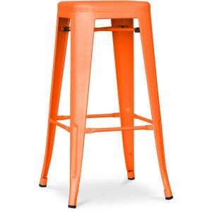 Tabouret de bar - Design industriel - 76cm - Nouvelle édition- Stylix Orange