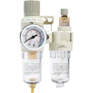 Filtre à air comprimé 1/4" NPT Régulateur Lubrificateur Combo Sécheur d'air pneumatique pour compresseur, séparateur eau/huile avec jauge (0-150