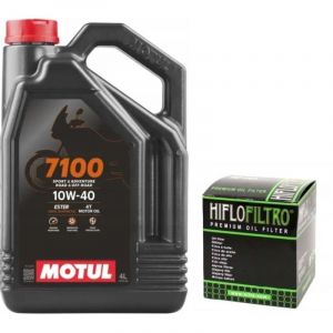 Huile Motul 7100 10W40 4L + filtre &agrave; huile Hiflo HF145 4T Raptor XTZ tenere TDM