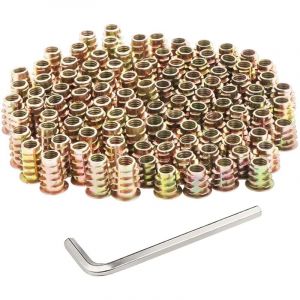 &Eacute;crou filet&eacute;, &eacute;crous hexagonaux &agrave; vis en acier au carbone plaqu&eacute; zinc pour meubles, &eacute;crous &agrave; bride, inserts en bois, fixation filet&eacute;e (M6 x 10 mm et