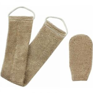 Sangle Lave Dos Gant de Crin Eponge Exfoliante Dos en Chanvre 100% Naturel pour Corps Dos Douche Bain Hommes Femmes