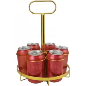 [JAMAIS UTILIS&Eacute;]Rack d'affichage de bi&egrave;re, Porte-bi&egrave;re Organisateur de Soda &agrave; 6 Bouteilles dor&eacute;s - Panier &agrave; Main &agrave; vin, Stand exposant pour Les