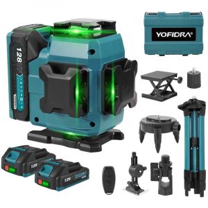 Niveau Laser Auto-Nivelant 4D, Bluetooth Faisceau Vert Ligne Crois&eacute;e Outil Pour Carrelage, Horizontale/Verticale &agrave; 360&deg;,T&eacute;l&eacute;commande & &Eacute;tui de