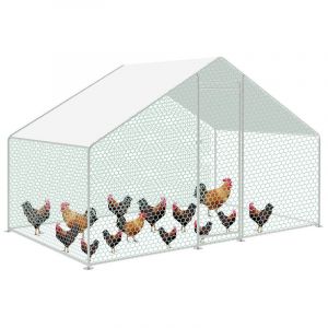 Swanew - Enclos poulailler grillagé avec porte latérale et toit dôme 6 m² 3x2x2m