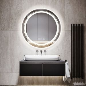Luvodi - Miroir Salle de Bain led Rond - Miroir Mural Lumineux Rond Sal de Bain avec Eclairage Integre Anti buee pour Maquillage Salle de Bain