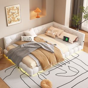 Méridienne, méridienne 140200cm, canapé-lit, lit avec sommier à lattes (sans matelas), lumière ambiante 16 couleurs, port usb, Type-C, matière