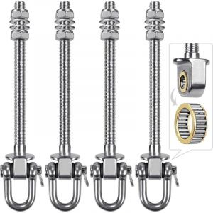 Supports de balançoire robustes en acier inoxydable avec roulements à billes (jeu de 4), vis de balançoire M10, capacité de 816 kg pour poutres en