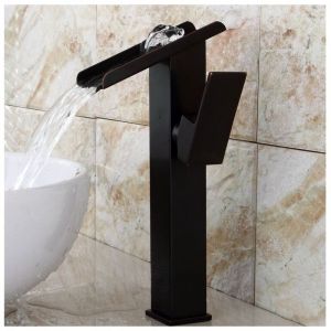 R&eacute;tro Robinet Mitigeur lavabo cascade vasque salle de bain une petite fontaine mat noir en cuivre