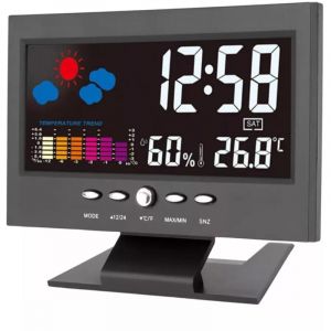 Station m&eacute;t&eacute;o Thermom&egrave;tre d'int&eacute;rieur sans fil Temp&eacute;rature R&eacute;veil num&eacute;rique Thermom&egrave;tre m&eacute;t&eacute;o Moniteur LED de temp&eacute;rature et d'humidit&eacute;